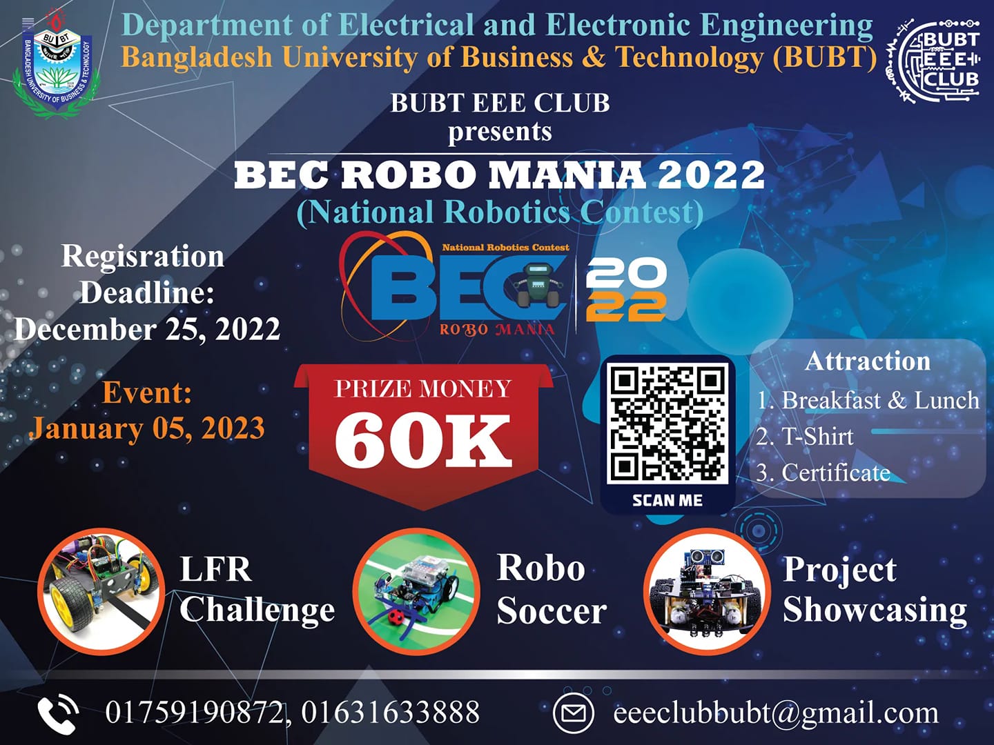 BEC ROBO MANIA 2022,National Robotics Contest organized by BUBT EEE CLUB
